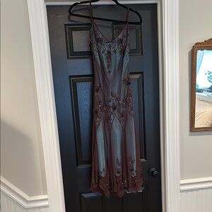 Elegant Brown Embroidered Dress